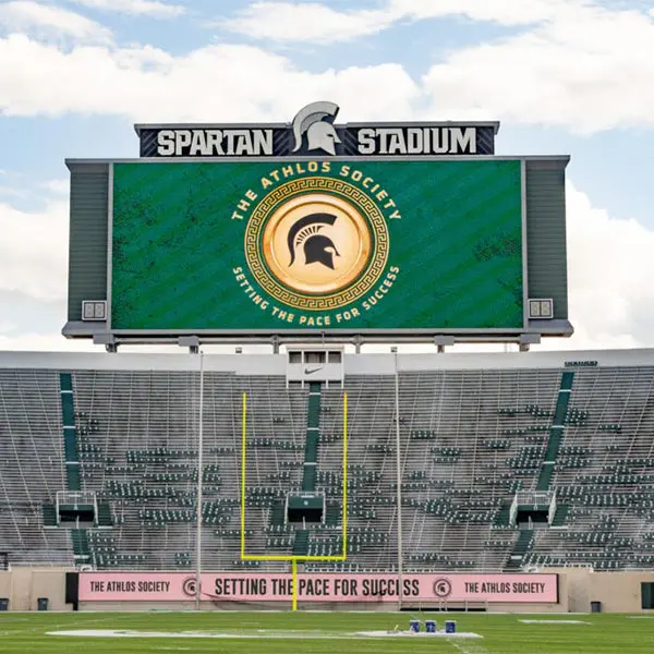 jumbotron sign behind endzone