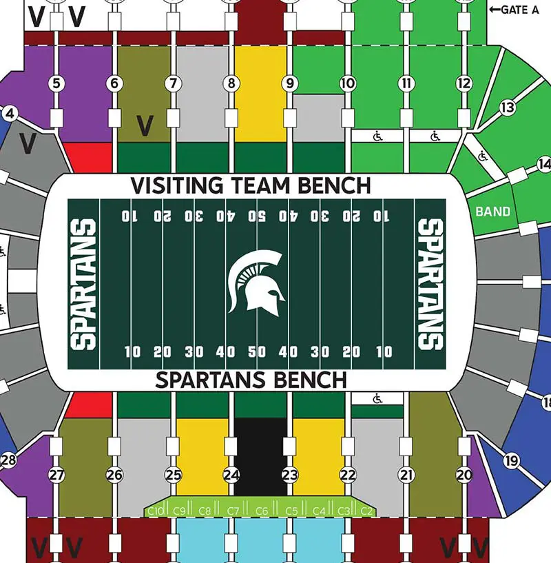 Map showing seating at Spartan Stadium