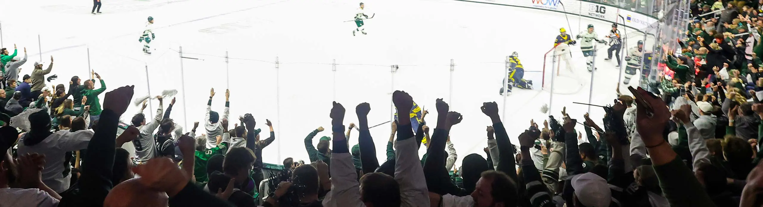 Hockey rink during a game